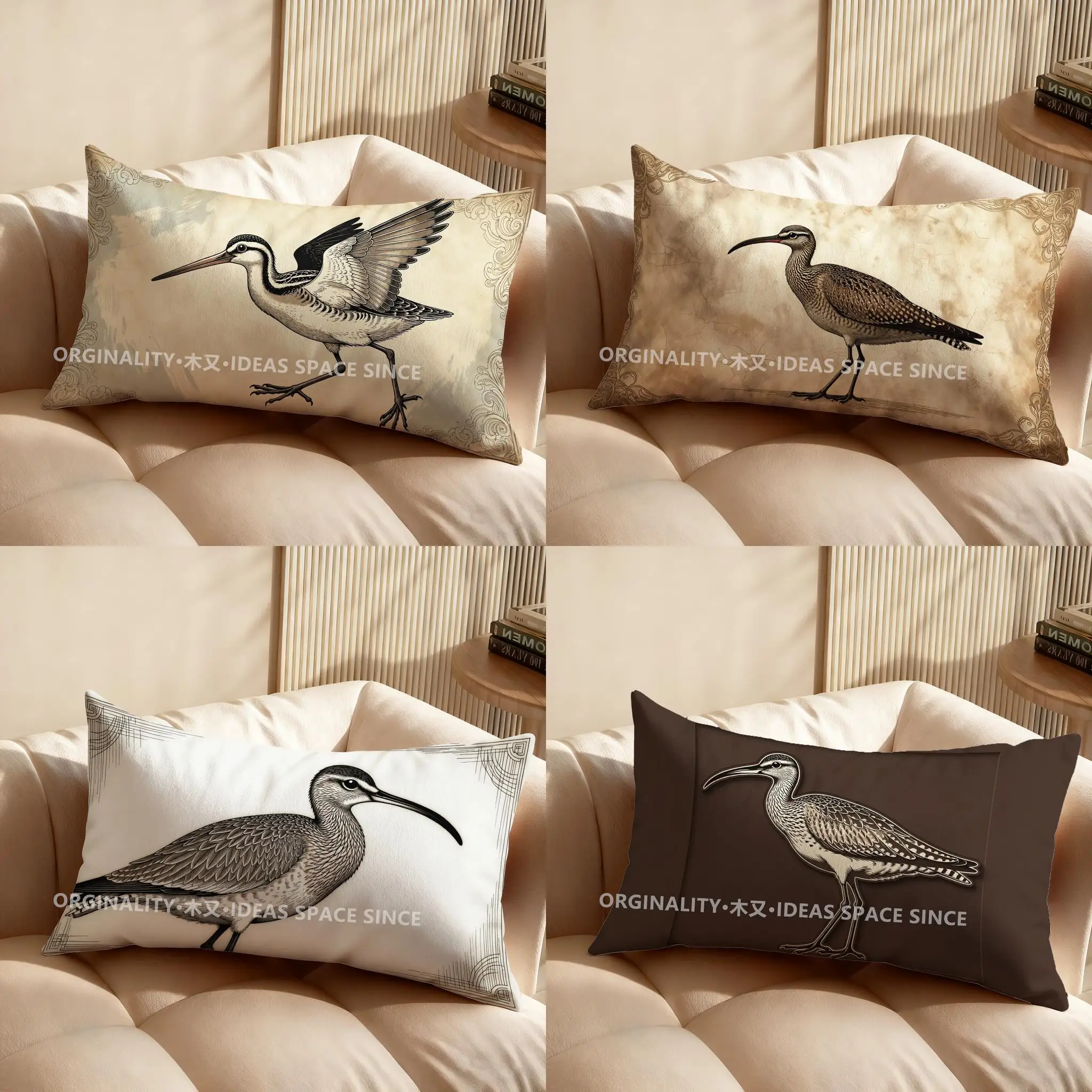 2D Flying Bird Pattern Pillow Cover Suitable For Sofa Bedroom Car Pillow Cover Cushion Rectangular Back Cushion