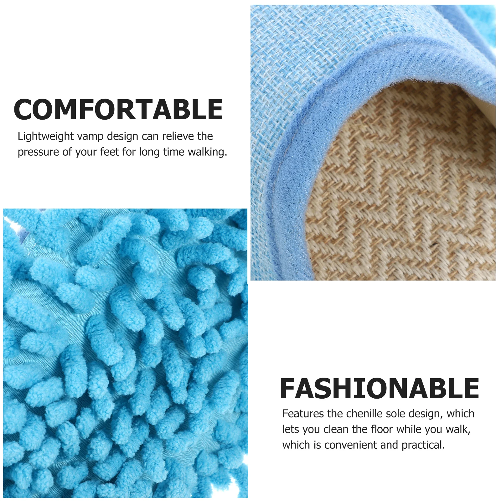 

1 Pair Home For Indoor Use Lightweight Chenille Sole Home Use Household Household Slippers Floor Wipe Slippers