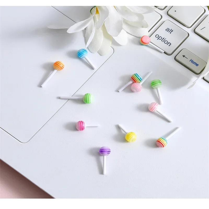 Mini piruleta colorida de simulación 3D, dulces Kawaii, decoraciones lindas, caja de papelería DIY, accesorios de caja de teléfono, 50 piezas por