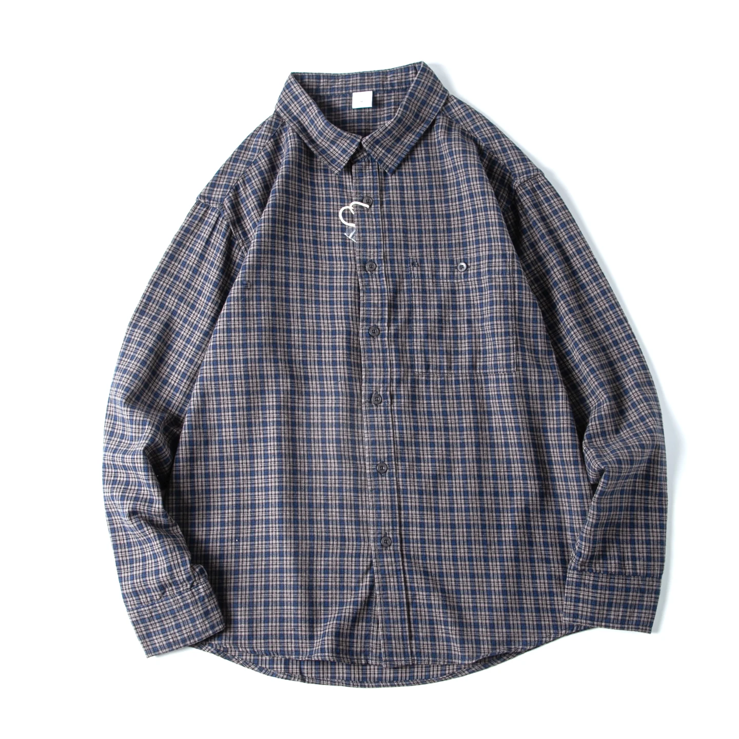 

American Retro Men's Plaid irt Long Sve Casual Loose Inner Wear Spring Autumn Thin Outerwear Pure Cotton Wear Resistant