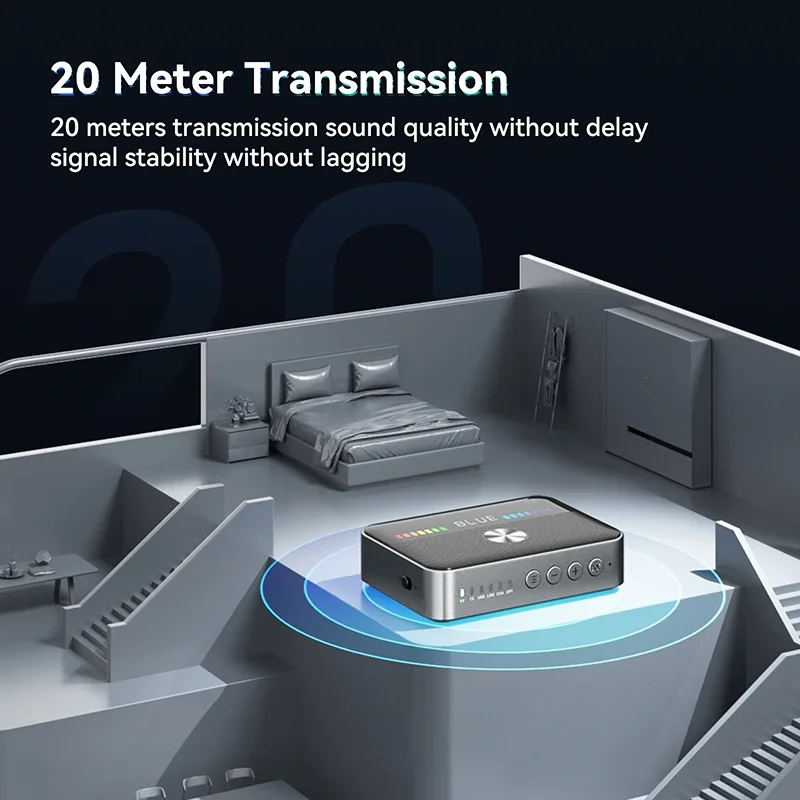 NFC بلوتوث 5.3 استقبال الصوت الارسال RGB ضوء ملون USB 3.5 مللي متر AUX RCA محوري البصرية DAC محول محول لاسلكي