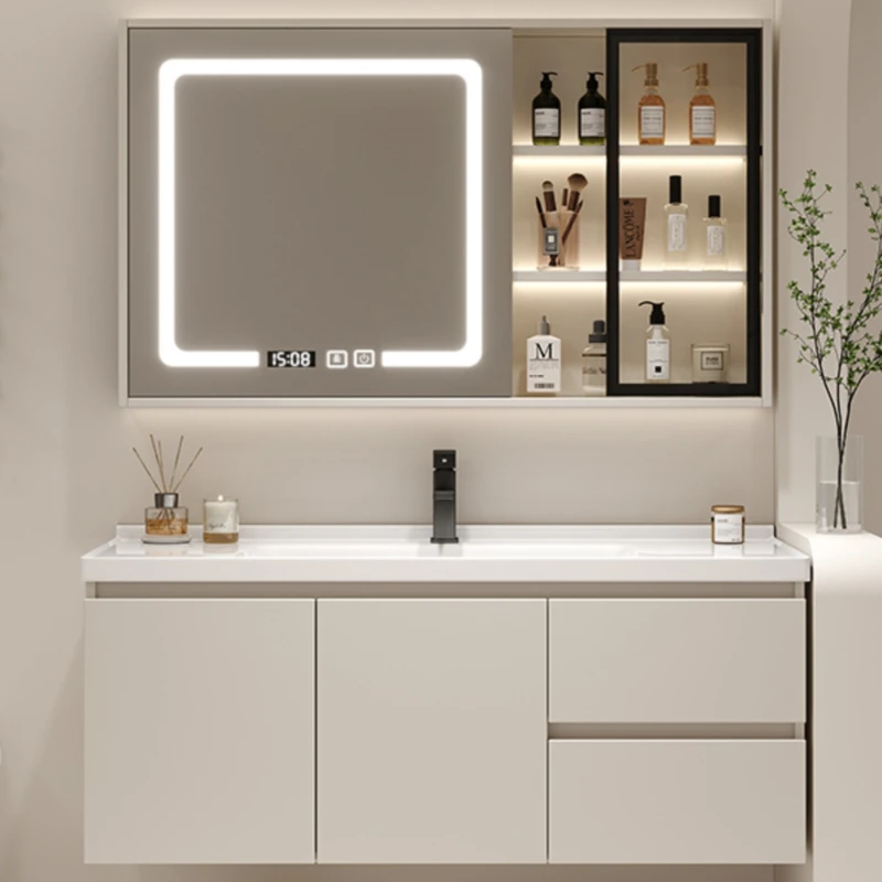 

Bathroom Sinks Storage Shelf Furniture Cabinets Mirror Wall Luxury Wooden Multipurpose Furniture Hovedskapet Space Saving