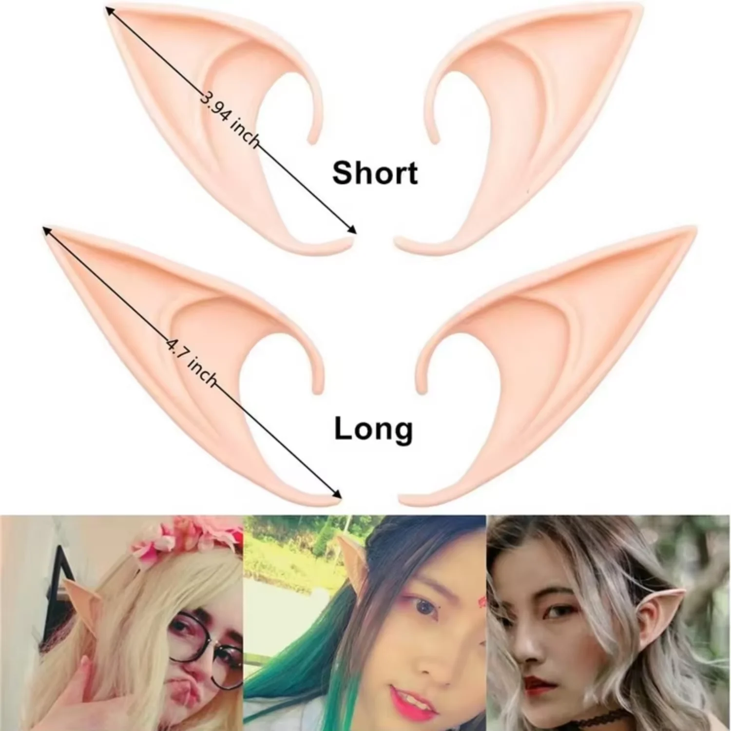 Cosplay Fairy Pixie Elf Ears Soft Pointed Tips Anime  Dress Up Costume Masquerade Accessories for Halloween Christmas