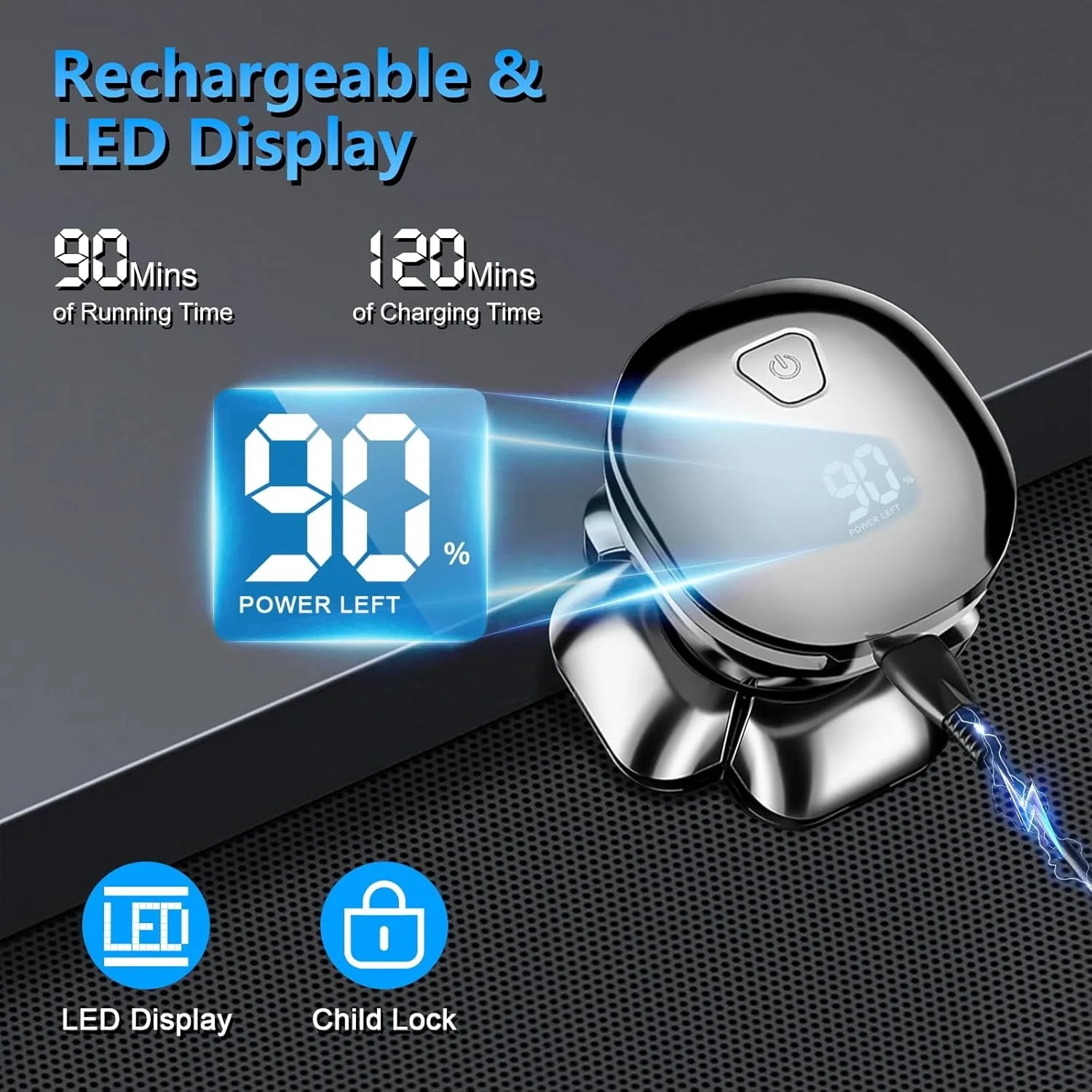 9D หัวโกนสําหรับหัวล้านผู้ชาย 6-in-1 มีดโกนหนวดไฟฟ้าสําหรับผู้ชายไร้สายชาร์จและกันน้ําหัวล้านหัวเครื่องโกนหนวดเครื่องโกนหนวดไฟฟ้า