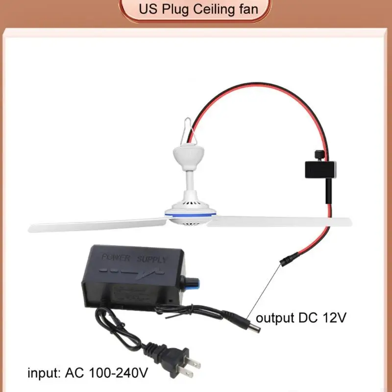 D0AB Camping Fan Rechargeable Portable Tent Fan with Remote Control 180°Head Rotation Perfect Quiet Operated USB