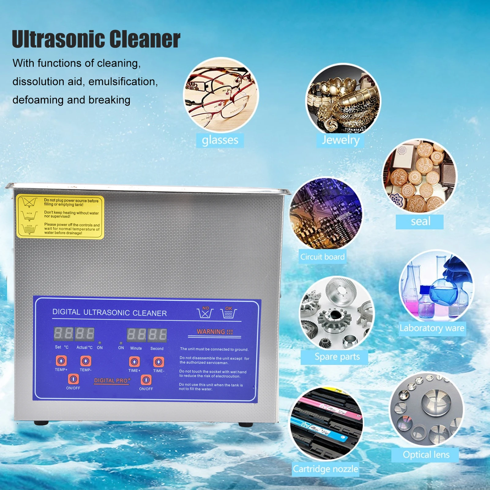 Ultrasonic Washing Machine Digital Timer Heating Cleaning Equipments PS‑20A 3.2L Ultrasonic Washing Machine