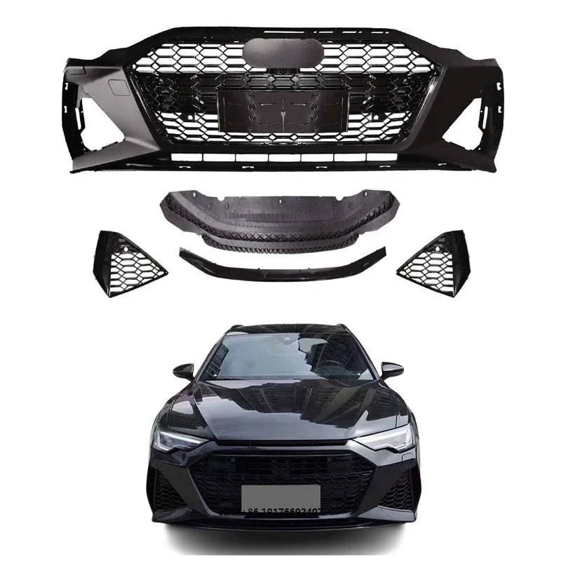 2019-Up forAudi A6 Avant High Quality RS6 Front Bumper Body Kit ABS Perfect Fit Car Accessories Including Front Bumper Grille
