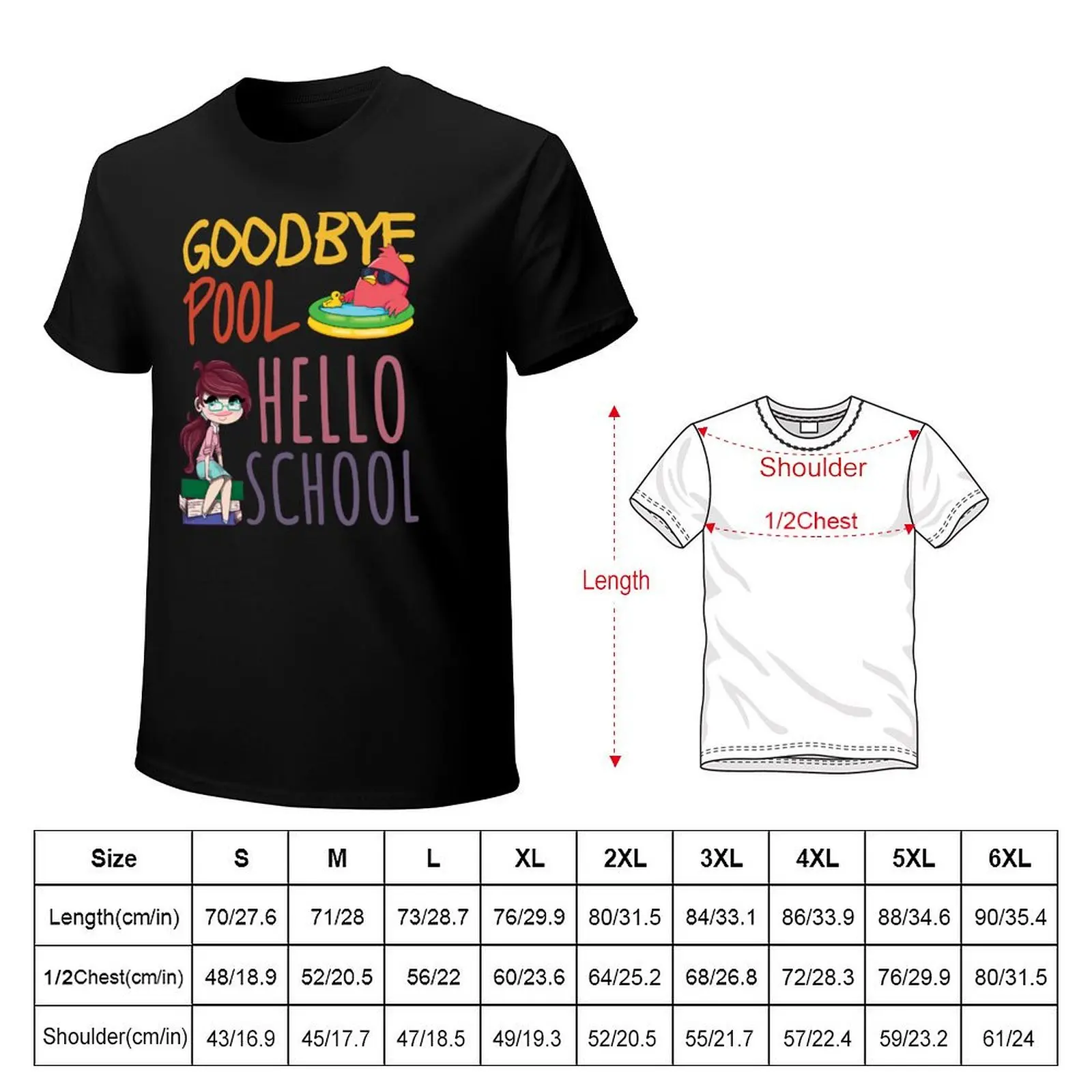 Goodbye Pool Hello School, Back To School T-Shirt Halloween Casual T-Shirt