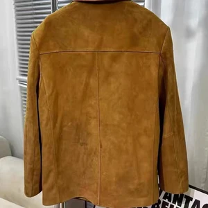 Vintage Brown Child suede jacket for women 2023 new high sense loose large leather suit women's blazer casual coat streetwear 8 Main Sales Women's Brown Coat - №7