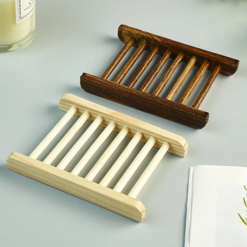 Eco-friendly Soap Dishes Natural Wood Soap Tray Holder Home Kitchen Bathroom Soap Draining Rack Organizer Bathroom Accessories