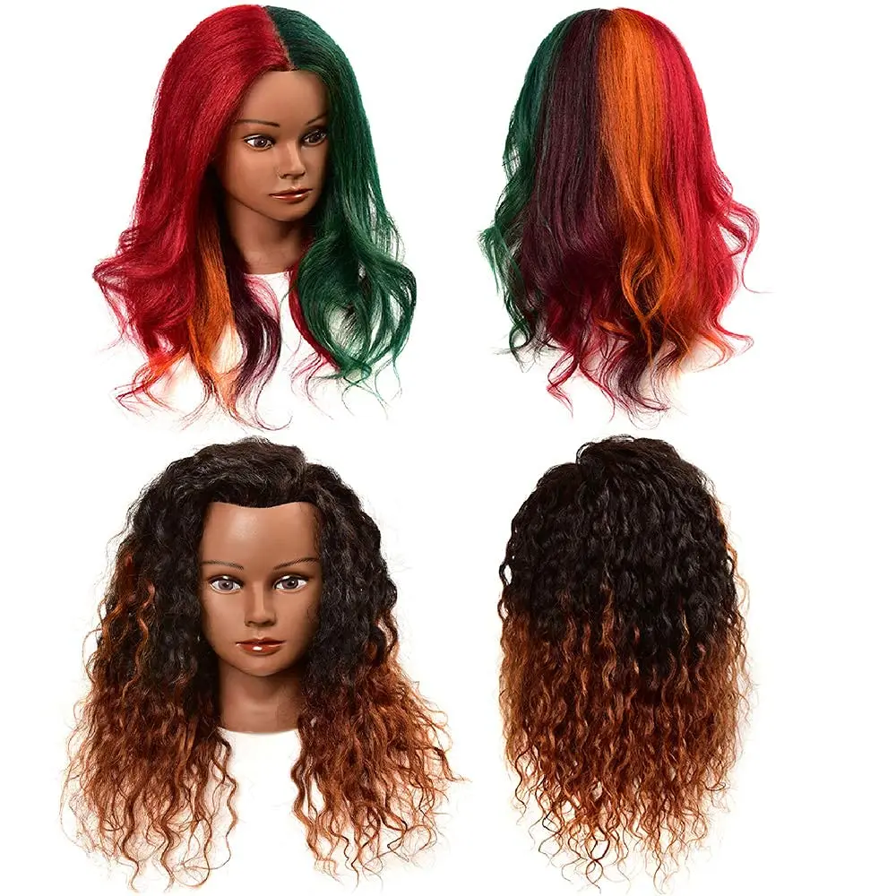 Kopfpuppe Mannequin Kopf echtes Haar für Kosmetik puppe 14 Zoll Puppen kopf Friseur Friseur Trainings praxis