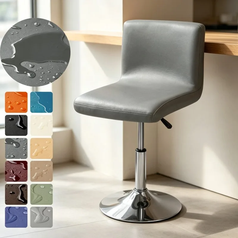 1PC Waterproof Stretch Bar Chair Cover Pu Leather Short Back Chairs Covers Removable Lift Chair Slipcover for Hotel Banquet Club
