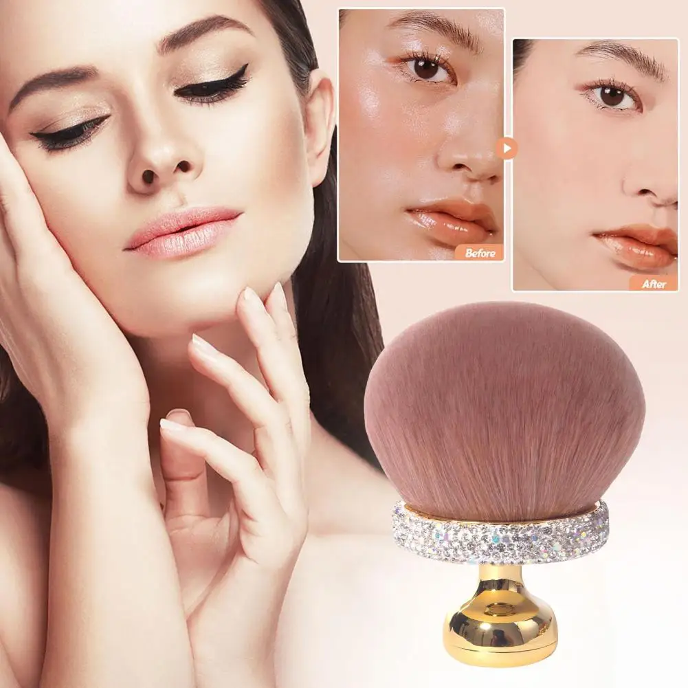 Mushroom Makeup Brush with Rhinestone Handle Multi-purpose Cosmetic Brush Face Body Shimmers Brush Makeup Application Brushes