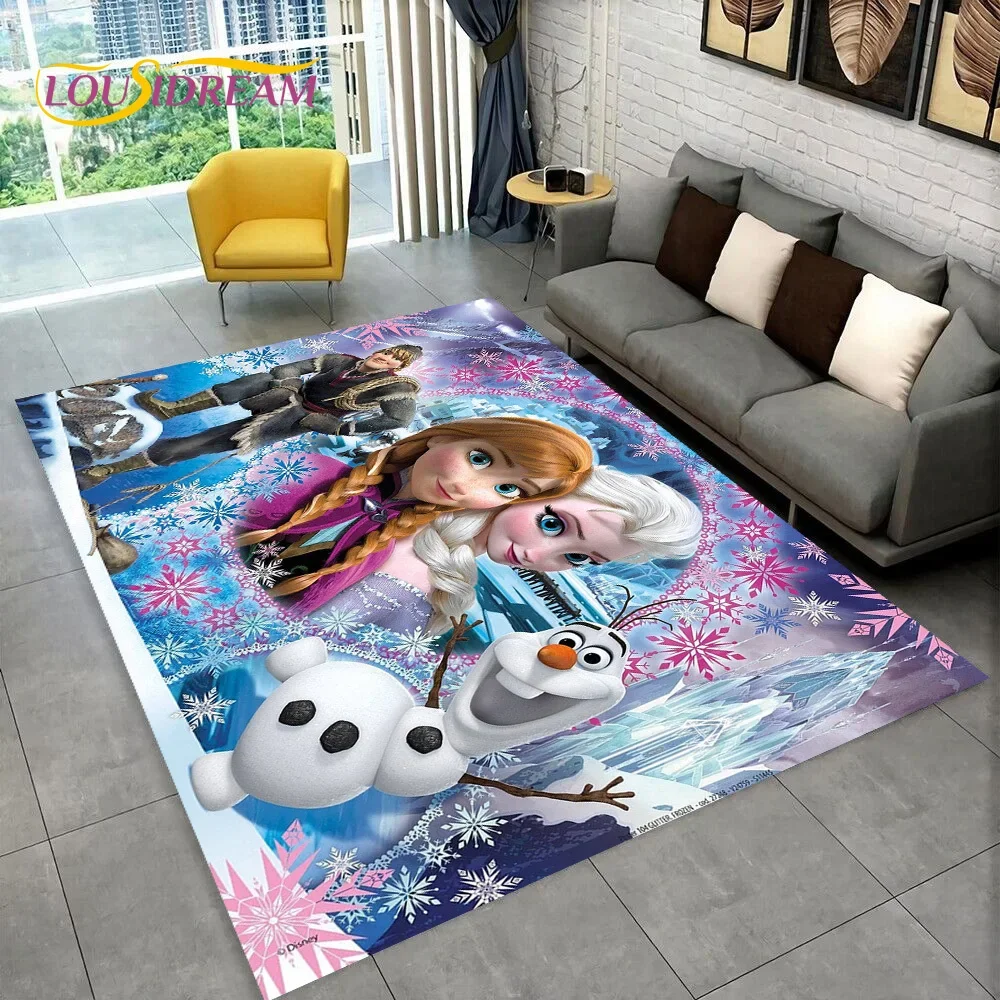 Disney Frozen Elsa Princess Snow Queen Cartoon Carpet Rug for Home Living Room Bedroom Sofa Doormat Decor,Kid Non-slip Floor Mat