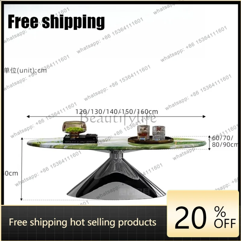 Natural Irish Green Coffee Table Beautiful Light Luxury Stone Tea Table Designer Marble Iving Room Furniture Theetafel XY40CJ Fa
