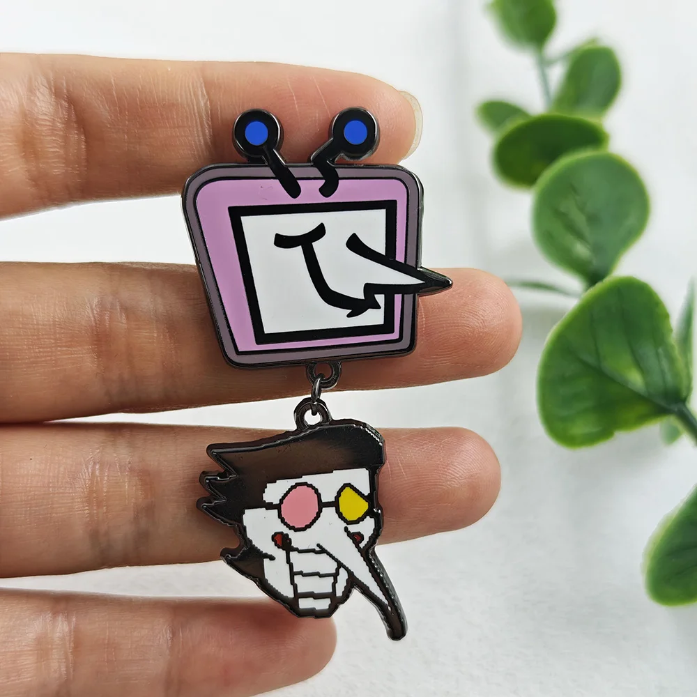 Deltarune Spamton Brosche Lustiger TV-Kopf Mike Emaille-Pin Spiel-Fans Cosplay Kostüm-Accessoires Metall-Abzeichen Dekoration Schmuck Geschenk – Detail 5