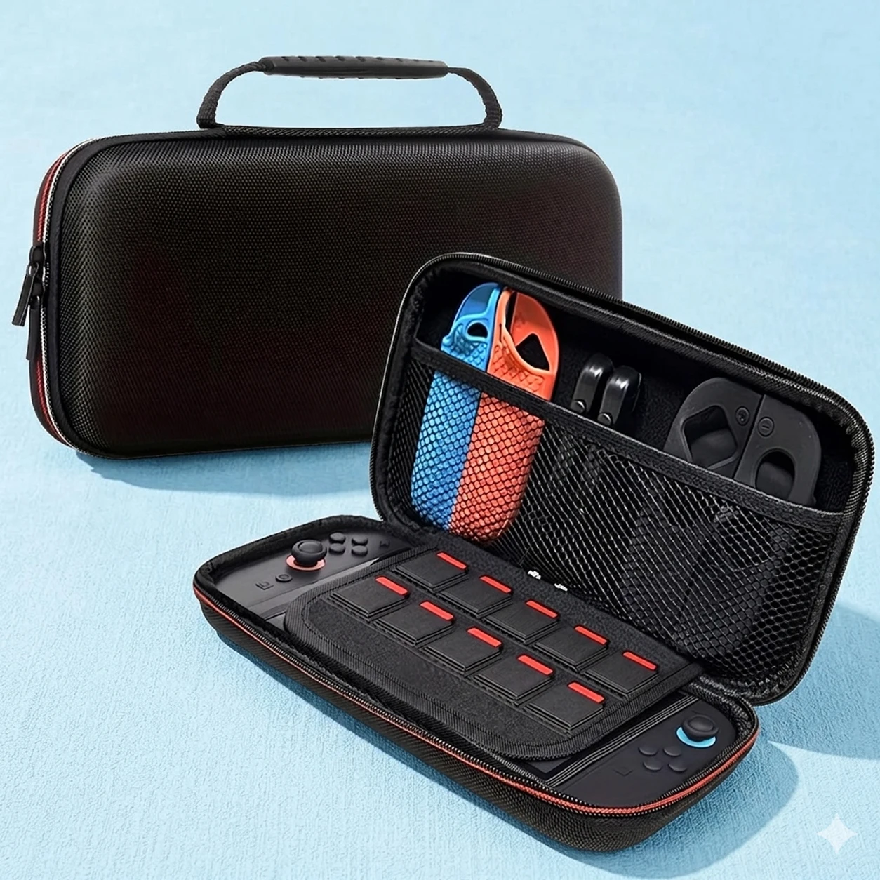 Waterproof EVA Storage Bag Hard-Shell Travel Case Bags with Built-in 10 Game Card Slots Portable Protective Tool Box Carrying