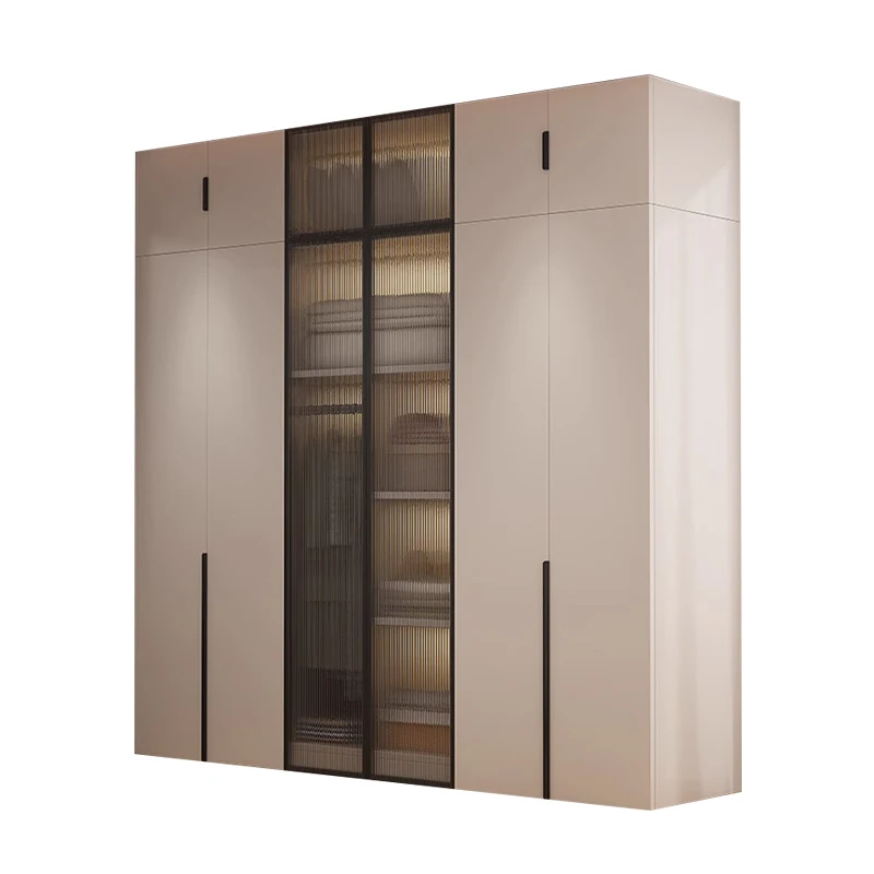 Bedroom Wardrobe Wooden Clothes Storage Cabinet Glass Sliding Door Small Cabinet Corner Open Wardrobe