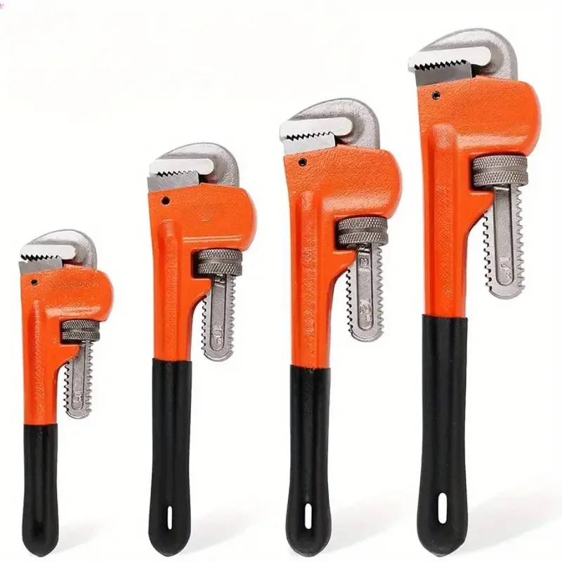 Heavy Duty Pipe Wrench Set with Soft Grip Handles, Adjustable 8\