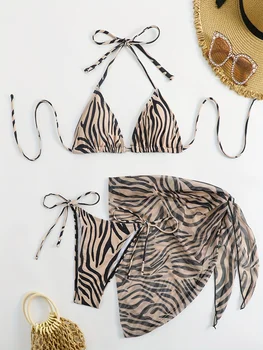 2024 सेक्सी तीन पीस बिकनी सेट महिलाओं के लिए समर बिकनी सारोंग स्कर्ट स्विमसूट के साथ महिलाओं के स्विमवियर तेंदुए प्रिंटेड बाथिंग सूट 10 best sales बिकिनी एनिमल प्रिंट - №1