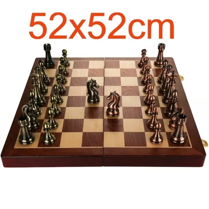 سعر المصنع 52 سنتيمتر ألعاب الشطرنج الكبيرة مجموعات 11 سنتيمتر الملك المعادن قطع لامعة مجموعة الراقية ألعاب الطاولة الخشبية المهنية #3