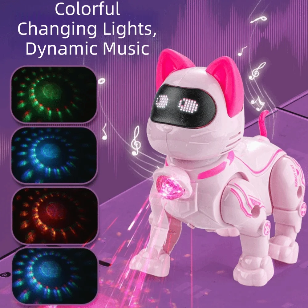 Electric Powered Robot Cat Walking Function Singing Function Electric Machine Cat Light Effects Music Player Stall Light Music