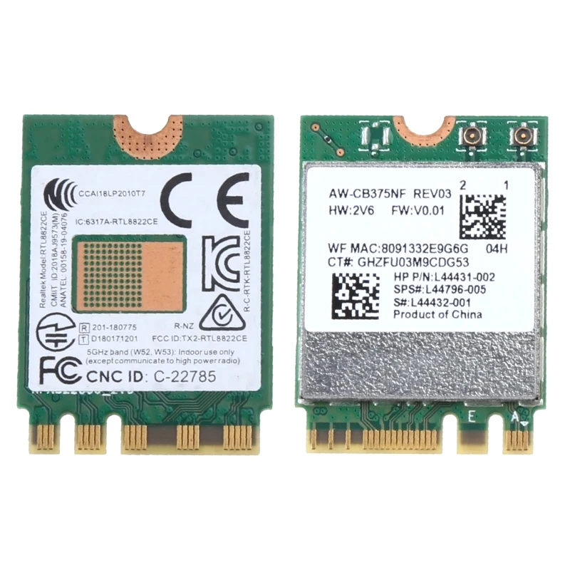 RTL8822CE 5G Dual-band Gigabit Built-in Wireless Network Card 5.1 Bluetooth M.2 1200M Suitable for Desktop Laptop Computers