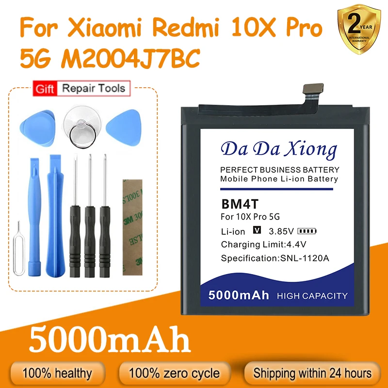 

New High Quality BM4T BM52 Battery For Xiaomi Redmi Note CC9 10 10X Lite Pro 5G M2004J7BC + Kit Tools