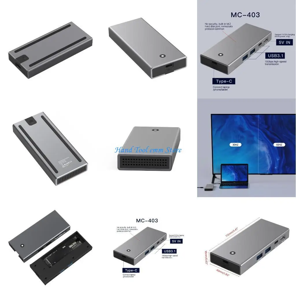 

H37F TypeC Hub Docking Station M.2 NVMe with 4K HDMIcompatible Adapter, UsbC 10Gbp 2 USB Port for Monitor Laptops