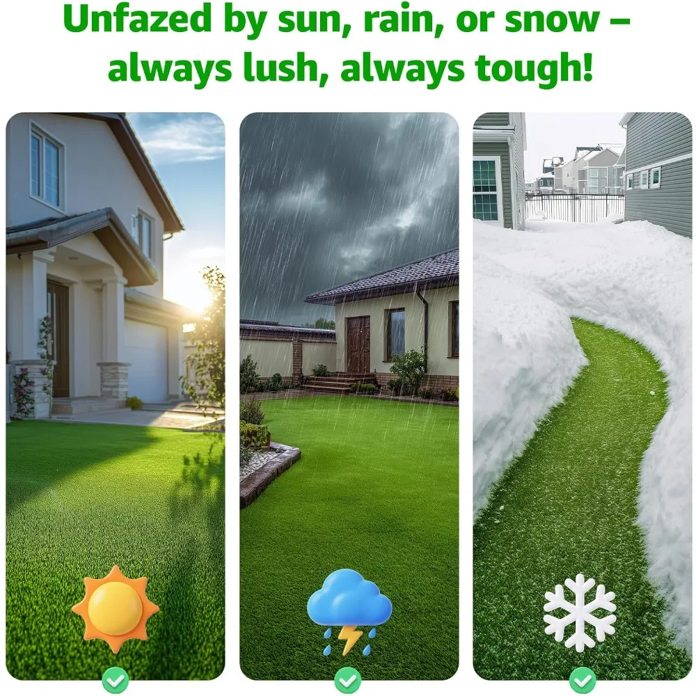 5ft x 8ft العشب الاصطناعي العشب داخلي في الهواء الطلق ، واقعية الاصطناعية وهمية الحديقة البساط لحديقة شرفة الفناء مع ثقوب الصرف #6