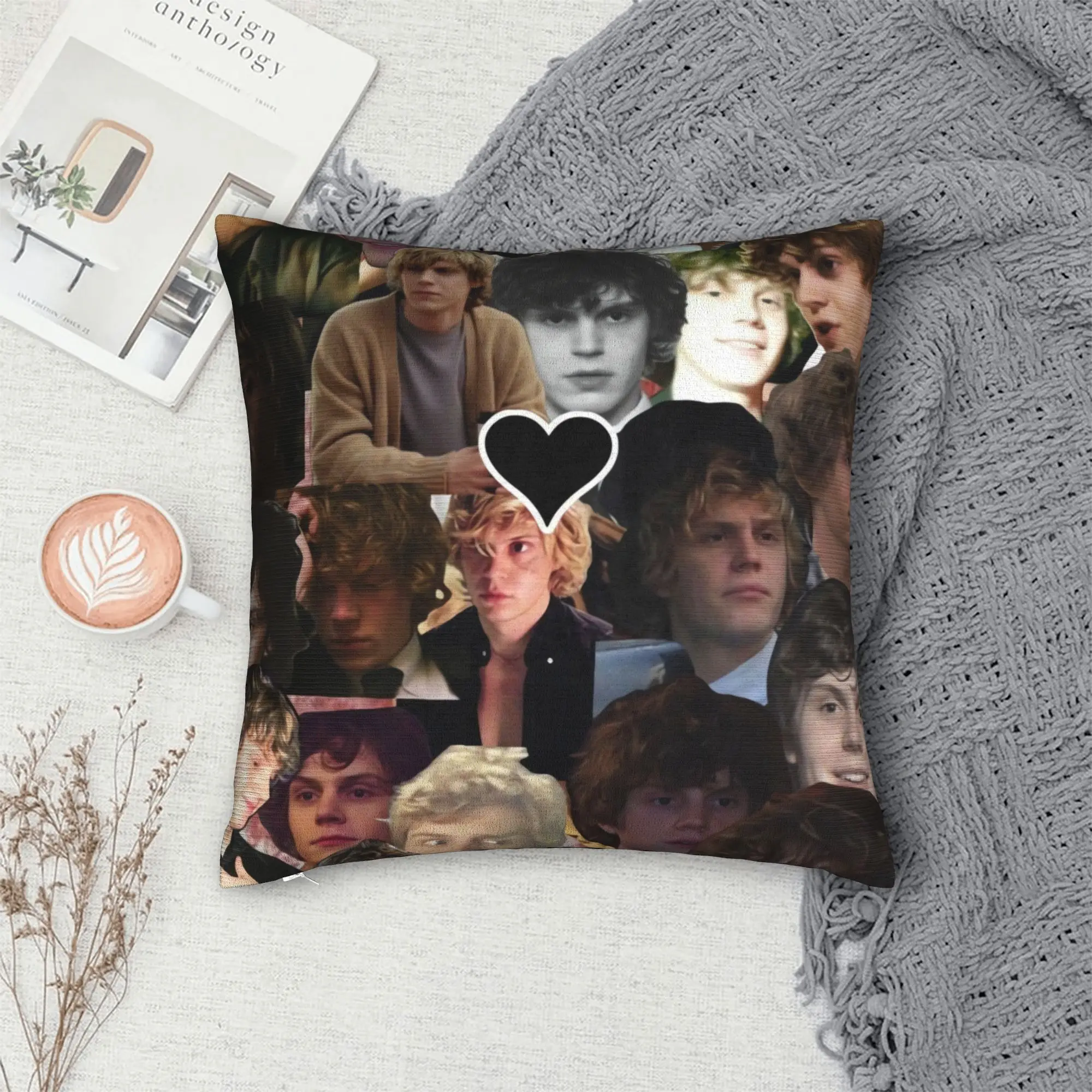 Sweet Evan Peters Heart Collage Pillow Cover  Morden Pillow Case For Office Car Home Decor Custom Cushion Cover Birthday Present