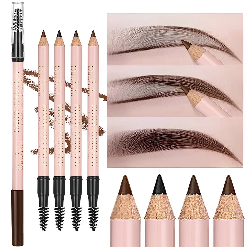 4 Farben Doppelkopf Augenbrauen stift mit Pinsel wasserdicht natürliche matte Augenbrauen Tattoo nicht verschmieren Brauen verstärker Make-up Kosmetik