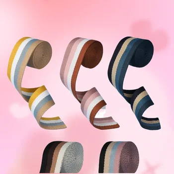 Ruban en Polyester à rayures colorées, 2 mètres, 38mm, ruban pour sac à dos d'extérieur, sangle de ceinture, bricolage, accessoires de vêtements de couture