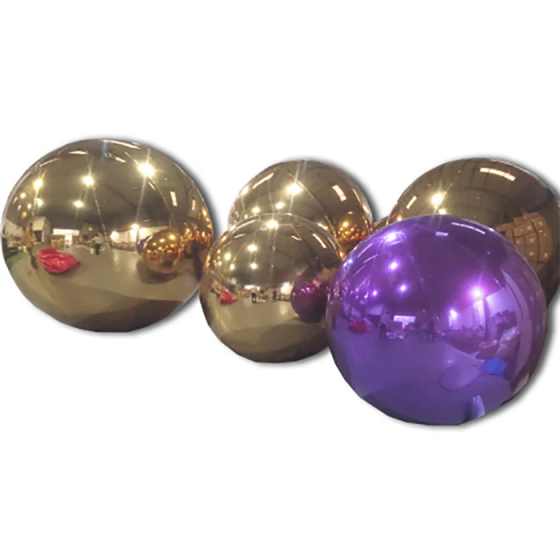 Outdoor / Indoor Party Event Decoration Gold Mirror Hollow Ball Large Size Inflatable Disco Mirror Balls