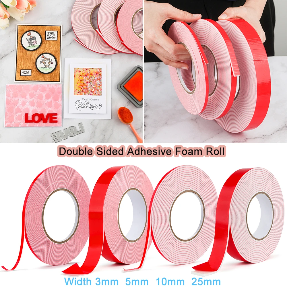 Wholesale 3D Foam Tape 1mm/2mm/3mm Thickness Double Sided Adhesive Foam Roll Stcikys For DIY Shaker Cards Layering Craft Making