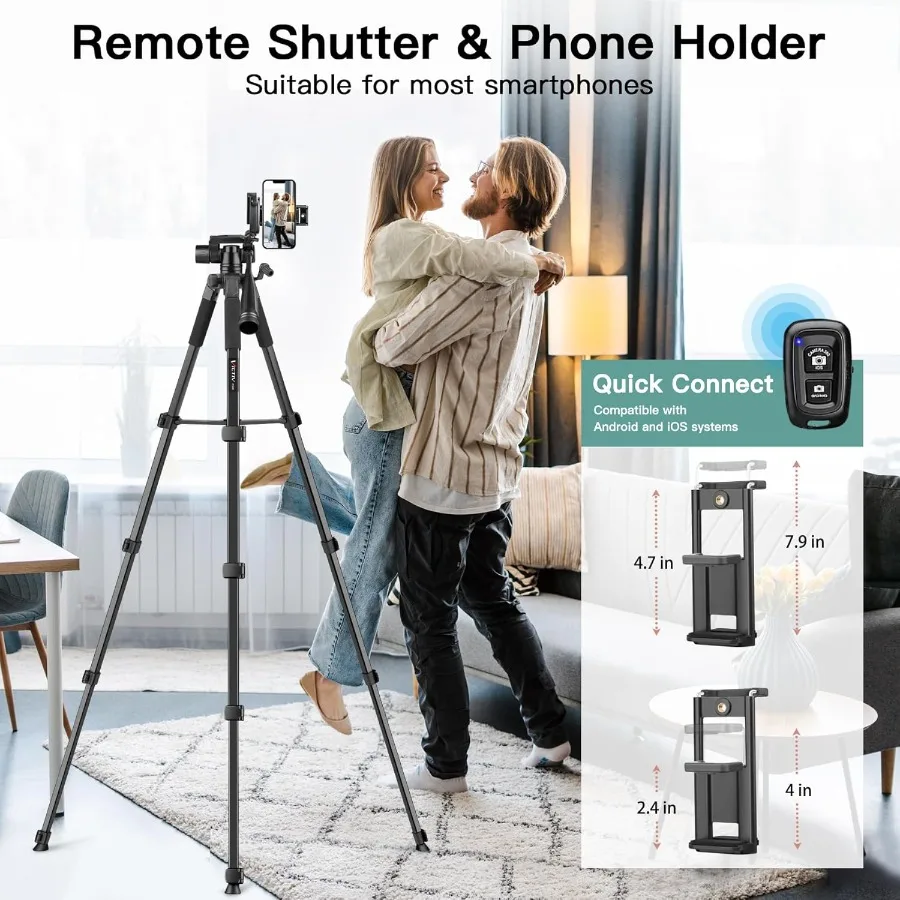 68 Treppiede per telefono Treppiede per fotocamera per iPad Tablet iPhone con telecomando e supporto Treppiede da viaggio leggero e compatto Supporto per telefono f