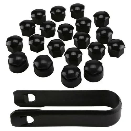 17mm Nut Cap GLOSS BLACK ALLOY WHEEL NUT BOLT COVERS CAP UNIVERSAL SET FOR ANY CAR USEFUL