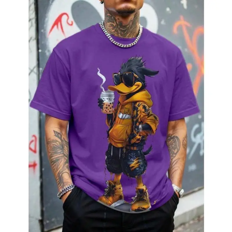 Ropa de calle informal para hombre, camiseta ort Sve con estampado de dibujos animados K22377, ropa deportiva cómoda y holgada de otoño Sle TEMU