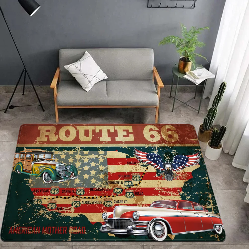 Route 66 Floor Mat Bathroom Mat Kids Room Bedroom Decoration Balcony Anti-Slip Doormat Living Room Welcome Rug