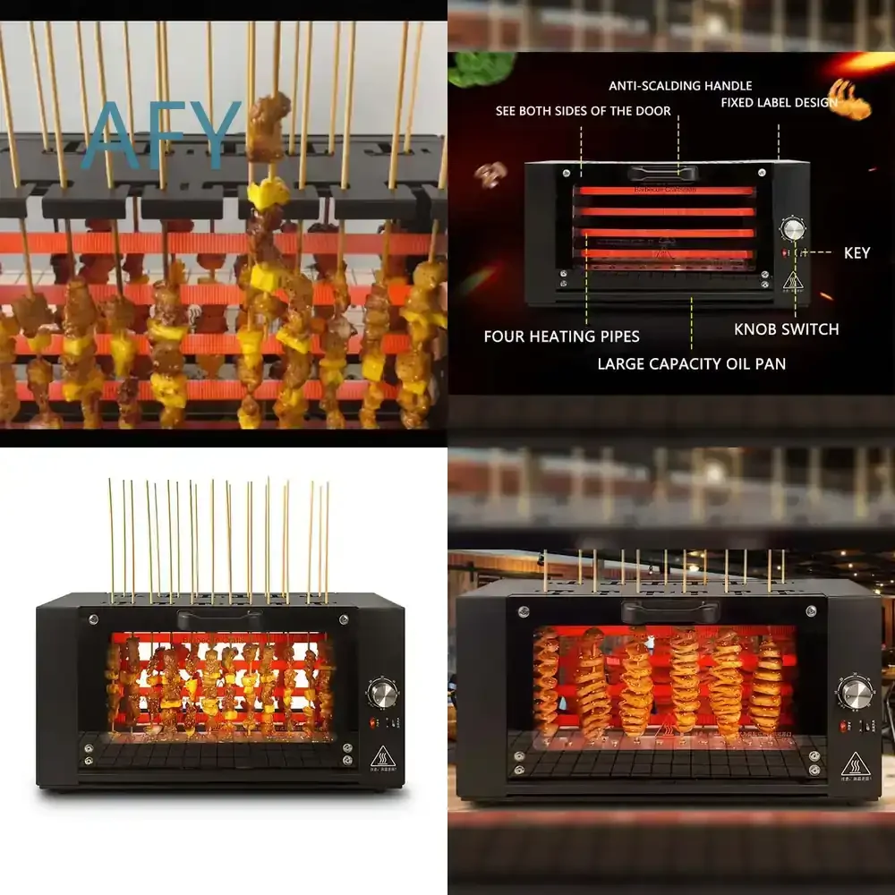 24 Strings Skewer Grill for Commercial Use Fully Automatic Rotary Skewer Machine Smokeless Vertical Electric Grilling Oven