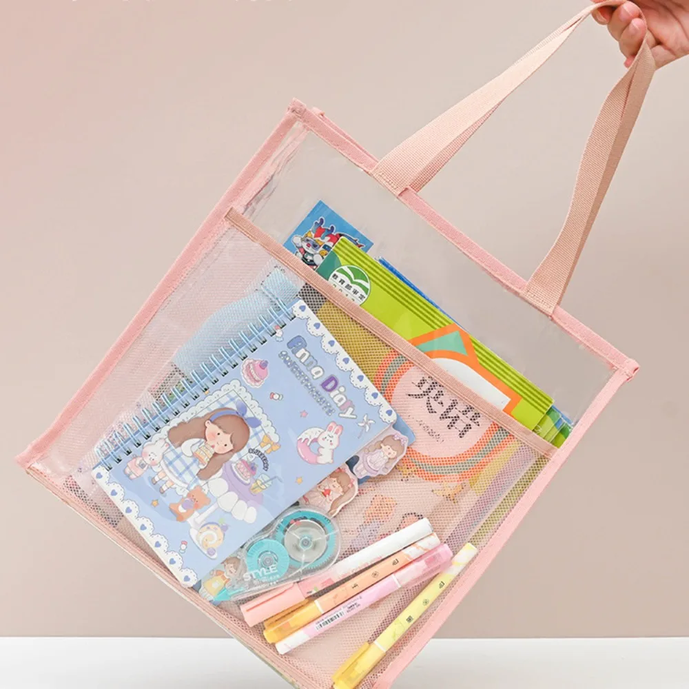 New PVC Pouch Bag Transparent Multifunctional Document Bag Thickened Large Capacity Transparent File Bag School Office Supplies