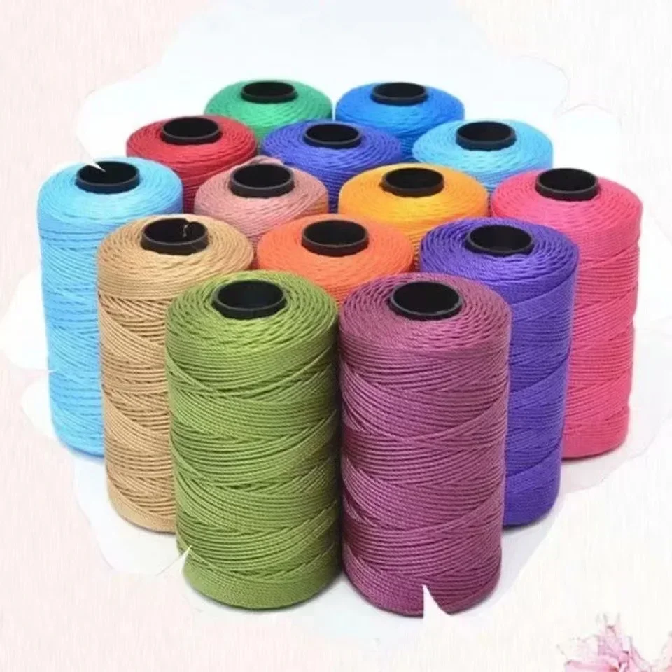 2024 Summer Crochet Yarn 1.5mm Thin Ice Cotton Thread for Hand Knitting Bag Hat Shoes 100g Hollow Line Colorful Nylon Cord