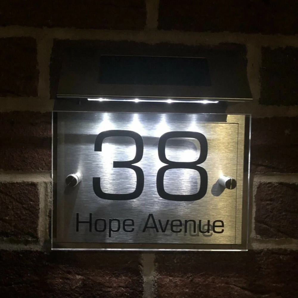 

House Numbers Solar Powered Light Address Sign LED Solar Lamp Outdoor Waterproof Plaque Lighting for Home Yard Street