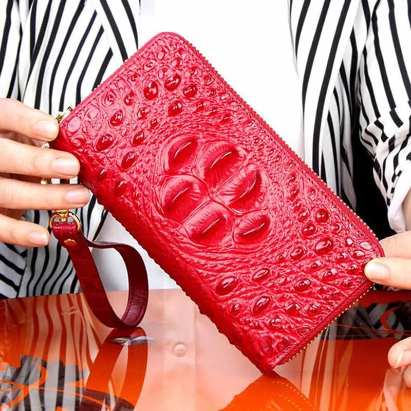 Double zipper Luxury handbag cowhide Crocodile fashion multifunctional clutch bag women's leather bags designer handbags quality