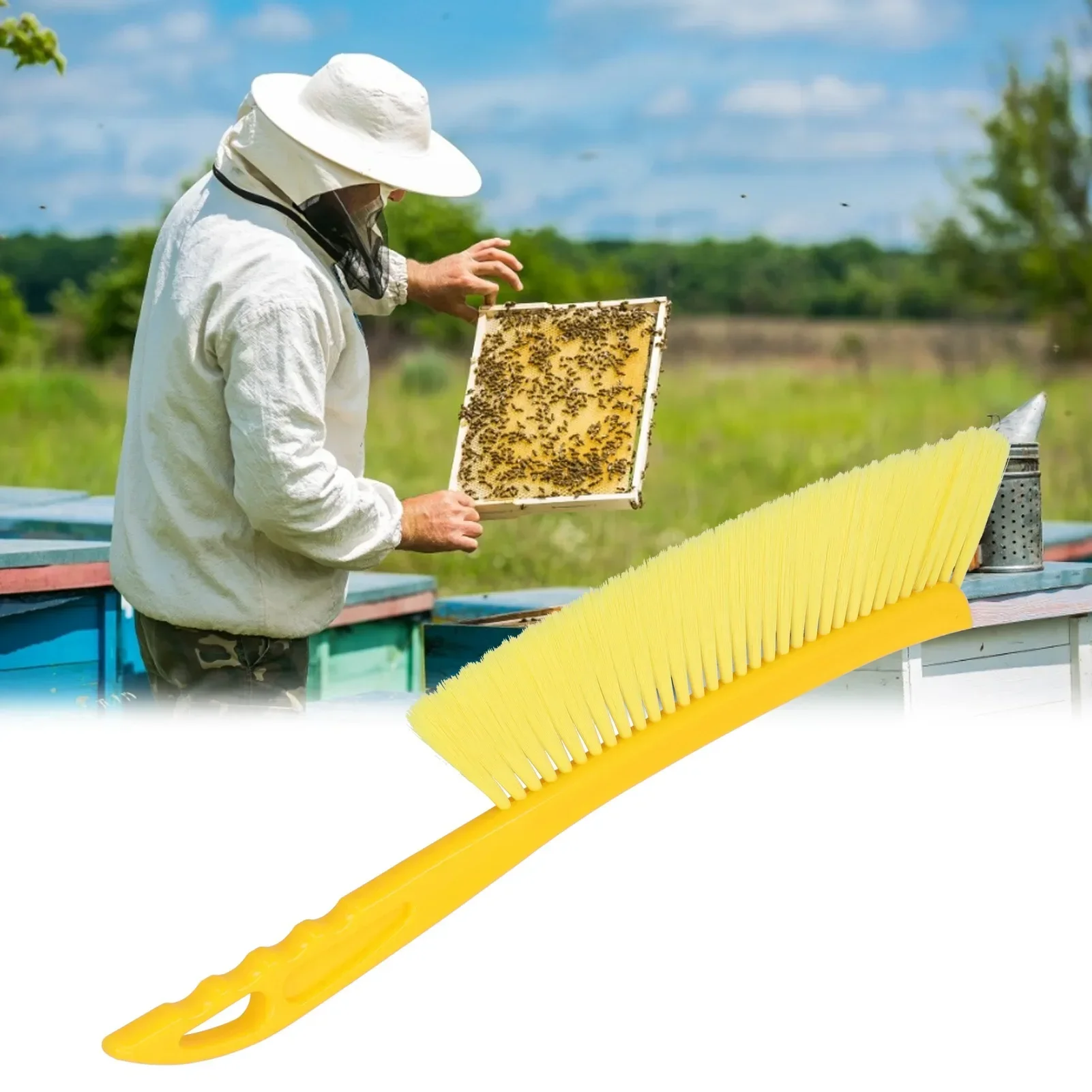 Beekeeping Brush Plastic Handle Single Row Beehive Cleaning Brush For Beekeepers