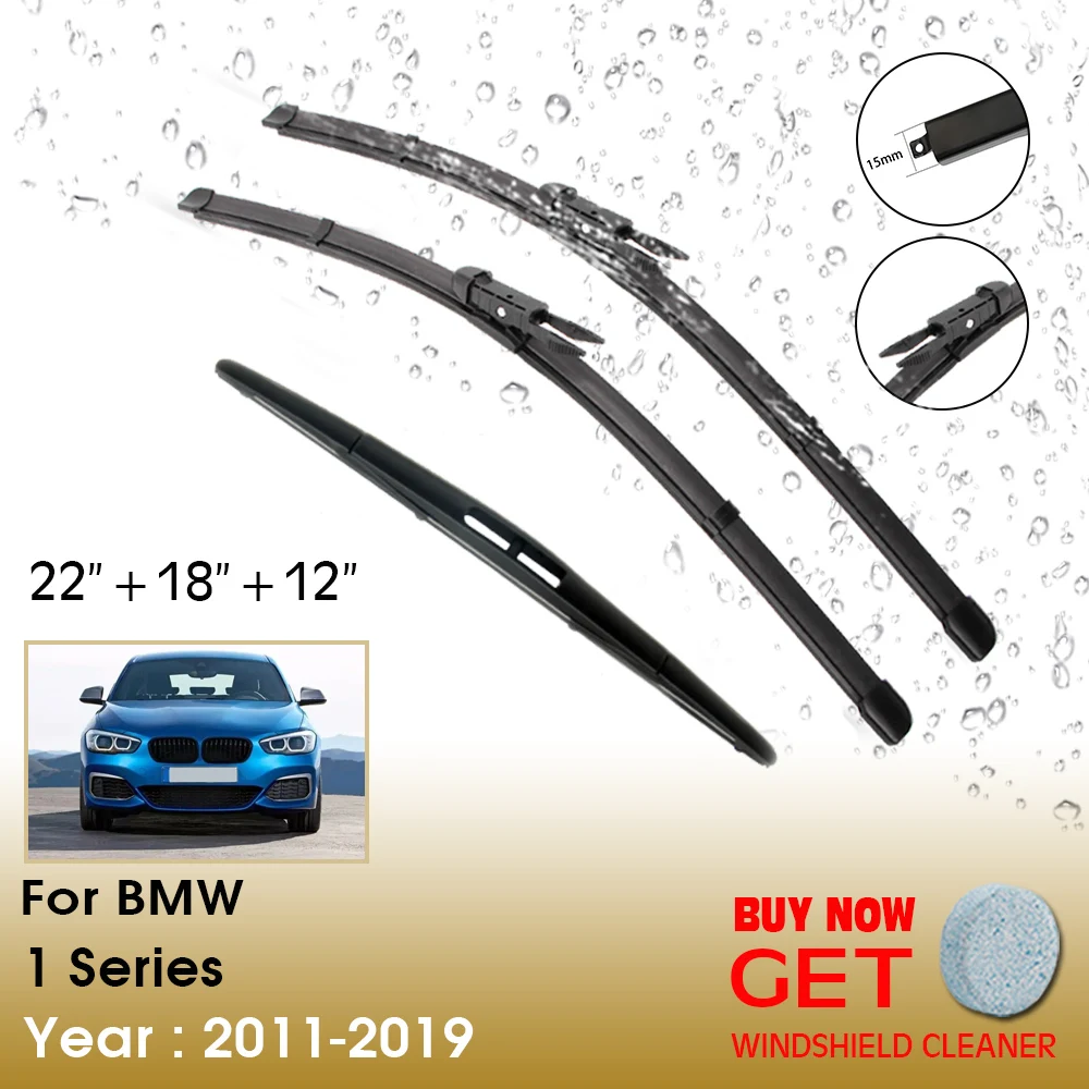 Car Wiper Blade For BMW 1 Series F20 F21 114i 116i 118i 120i 125i M135i M140i 116d 118d 125d 2011-2019 22"+18"+12" Accessories