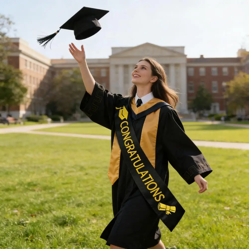 Graduation Celebration Supplies 2pcs Graduation Cap Set with Elastic Strap Tassel Unisex Matte Adult Graduation Cap Sash Party