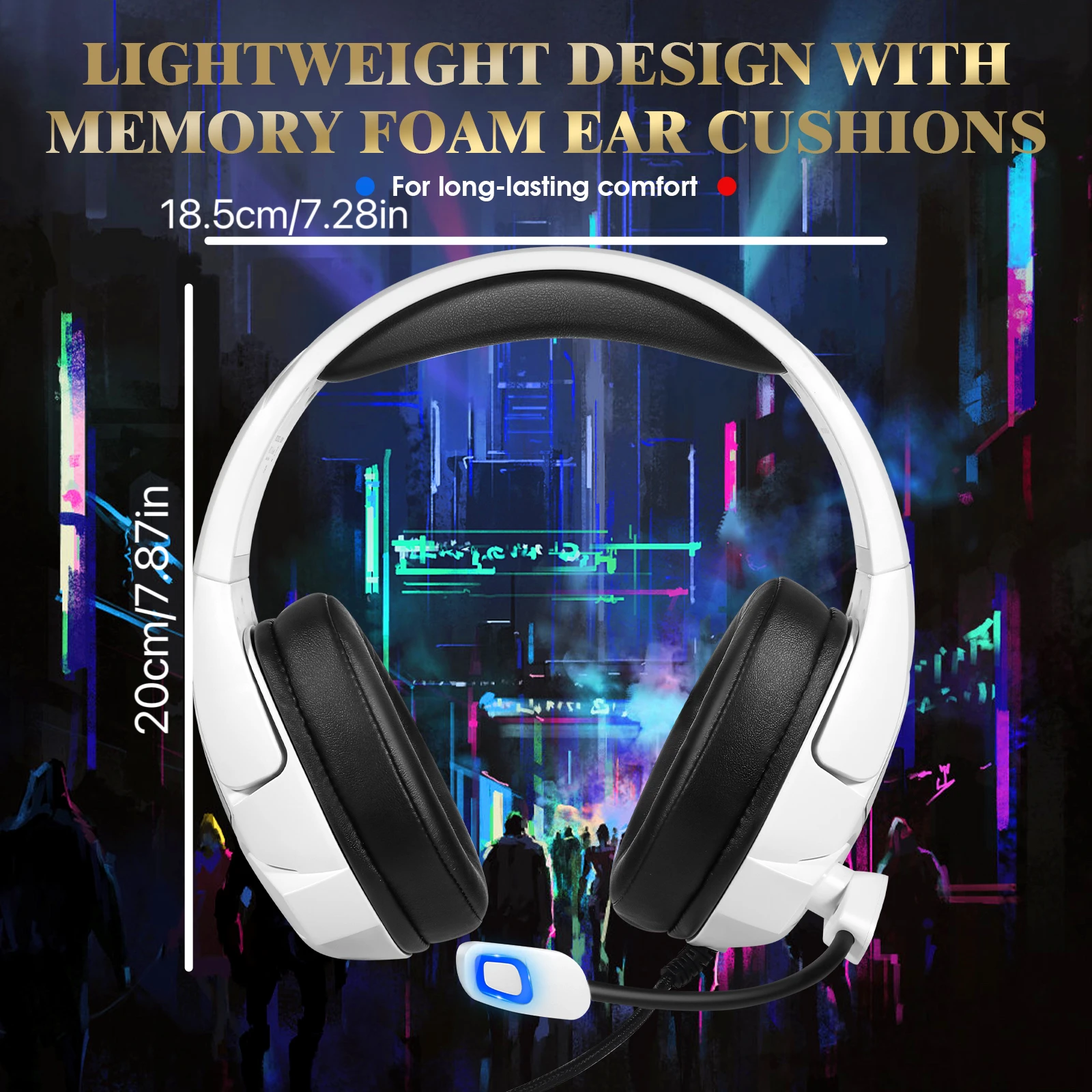 

Игровая гарнитура Kotion G3000, 3,5 мм, накладные наушники со светодиодной подсветкой RGB, микрофон с шумоподавлением для ПК/PS5/Xbox — комфортное игровое аудио