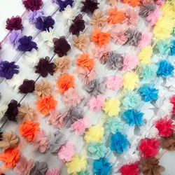 2 Yards 5.5cm Wide 3D Chiffon Flower Lace Trim Ribbon Hair Band Fabric Applique Decor Handmade DIY Clothing Sewing Accessories