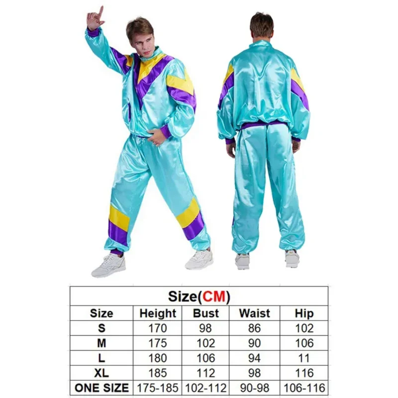 EE01 Uomini Retro 80S 70S Discoteca Cosplay Fantasy Costume Hip-Hop Tuta Adulto Maschio Giacca Casual Pantaloni Sportwear Outfit HalloIo0!